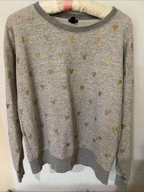 J Crew Sweatshirt with metallic gold hearts